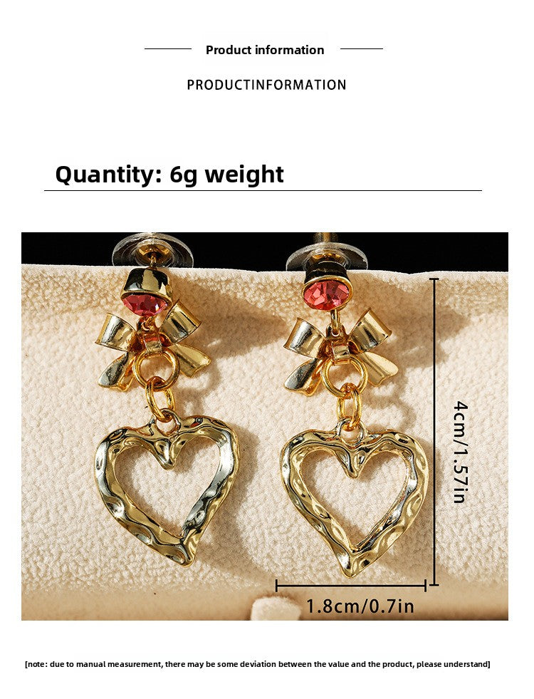 Heart Shape Stud Earrings For Women In Elegant Golden Finish