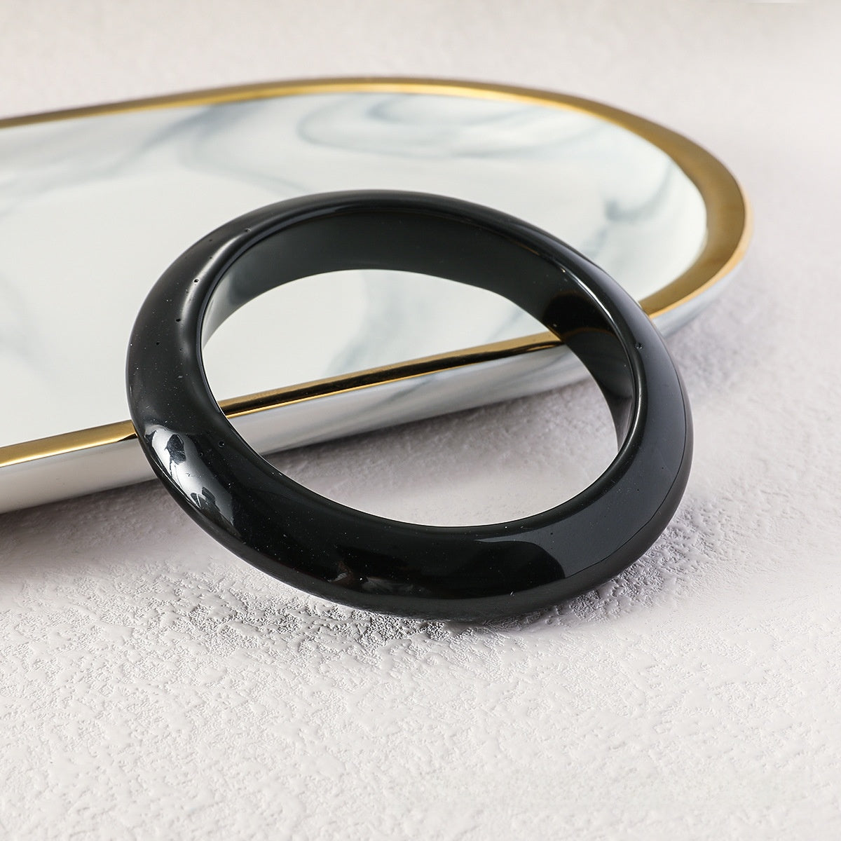 Ufo Bangle For Women Featuring Waterproof Non Tarnish Resin In Black