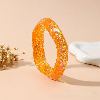 Sweet Resin Bangle For Women Featuring Colourful Sequins Inlay