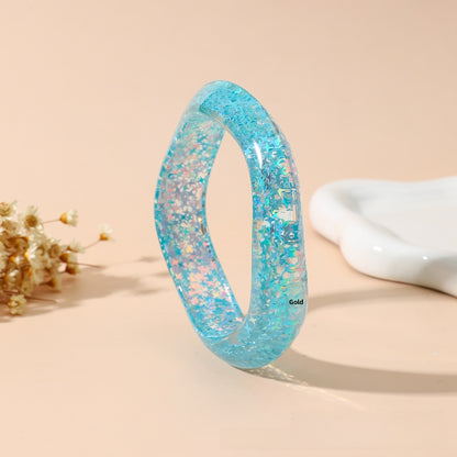 Sweet Resin Bangle For Women Featuring Colourful Sequins Inlay