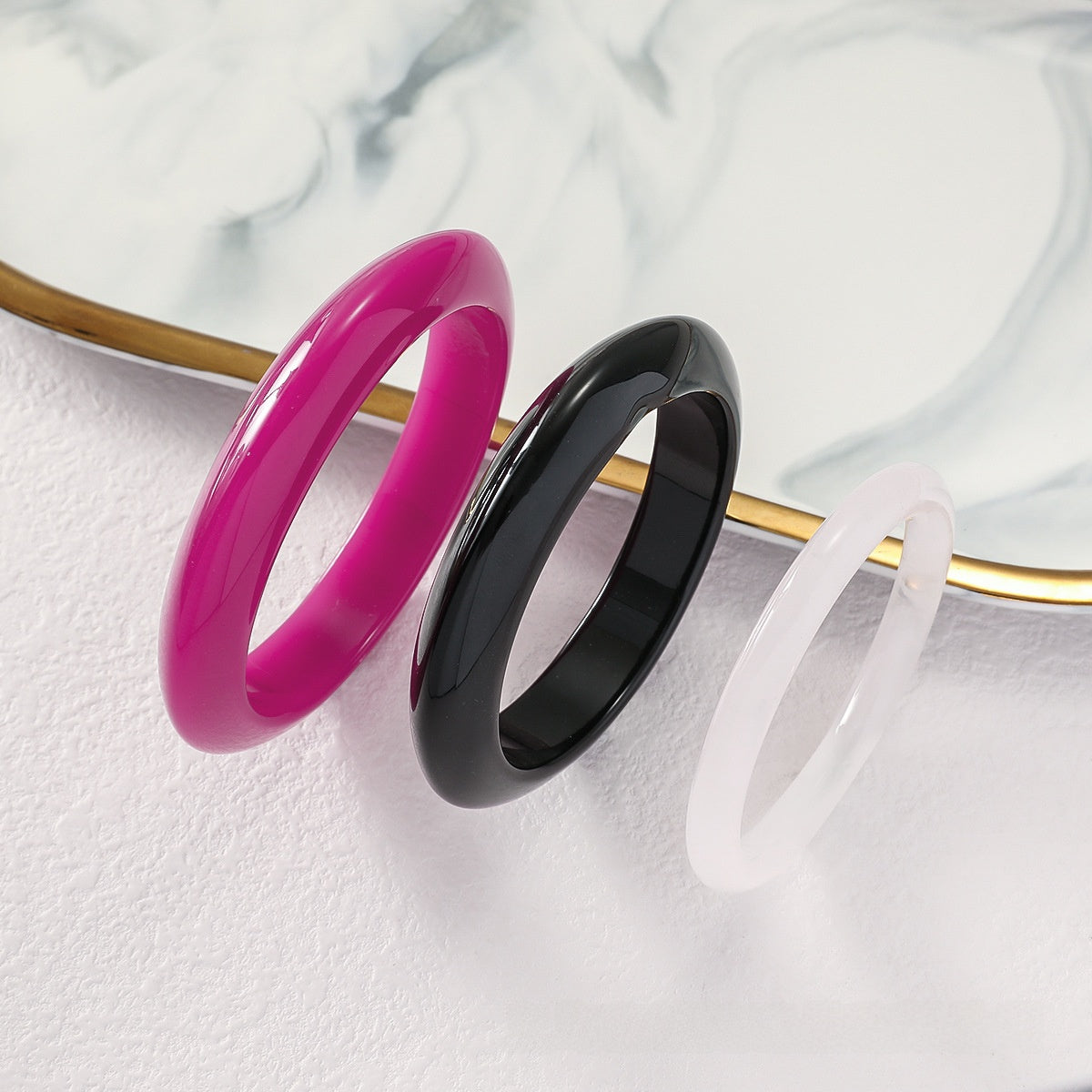 Ufo Bangle For Women Featuring Waterproof Non Tarnish Resin In Black
