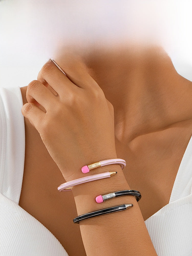 Retro Asymmetrical Alloy Bangle For Women In Colourful Design