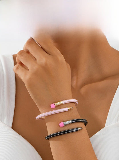 Retro Asymmetrical Alloy Bangle For Women In Colourful Design