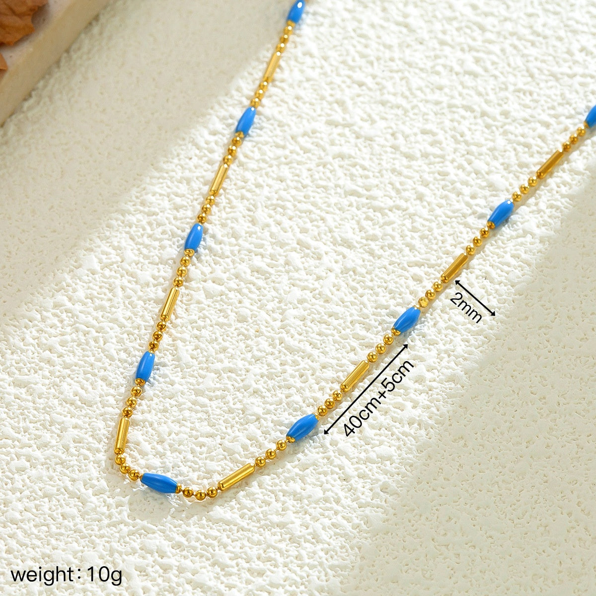 Bohemian Ocean Pattern Necklace For Women In 304 Stainless Steel With Electroplated Finish And Turquoise Inlay