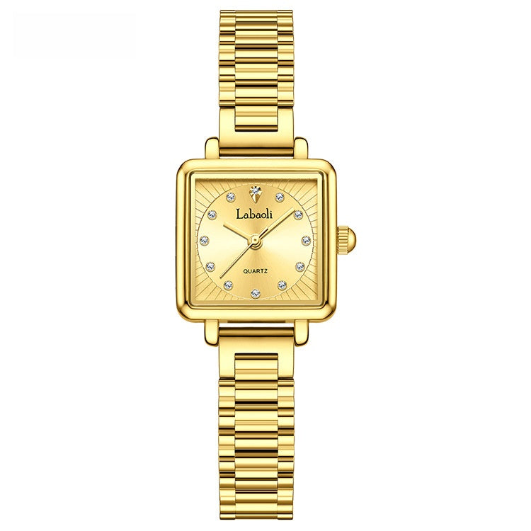 Women's Quartz Watch With Stainless Steel Strap And Jewelry Buckle, Featuring Tempered Glass Mirror And Pointer Display