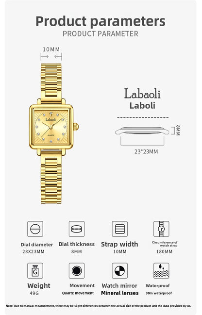 Women's Quartz Watch With Stainless Steel Strap And Jewelry Buckle, Featuring Tempered Glass Mirror And Pointer Display