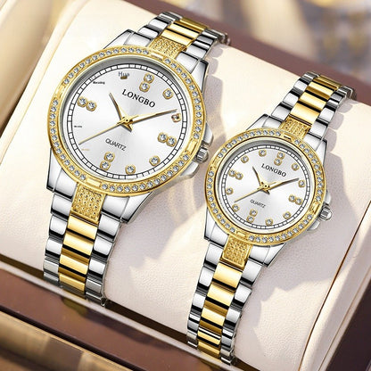 Unisex Quartz Watch With Stainless Steel Strap And Single Folding Buckle, Featuring Tempered Glass Mirror And Pointer Display