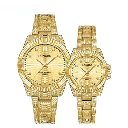 Unisex Quartz Watch With Stainless Steel Strap And Single Folding Buckle, Featuring Tempered Glass Mirror And Pointer Display