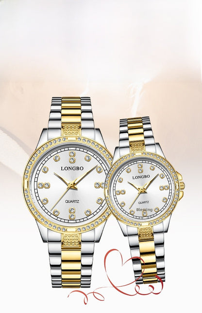 Unisex Quartz Watch With Stainless Steel Strap And Single Folding Buckle, Featuring Tempered Glass Mirror And Pointer Display