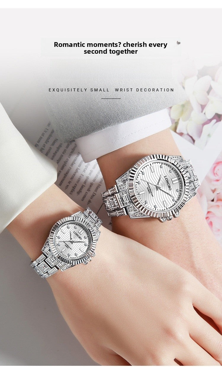 Unisex Quartz Watch With Stainless Steel Strap And Single Folding Buckle, Featuring Tempered Glass Mirror And Pointer Display