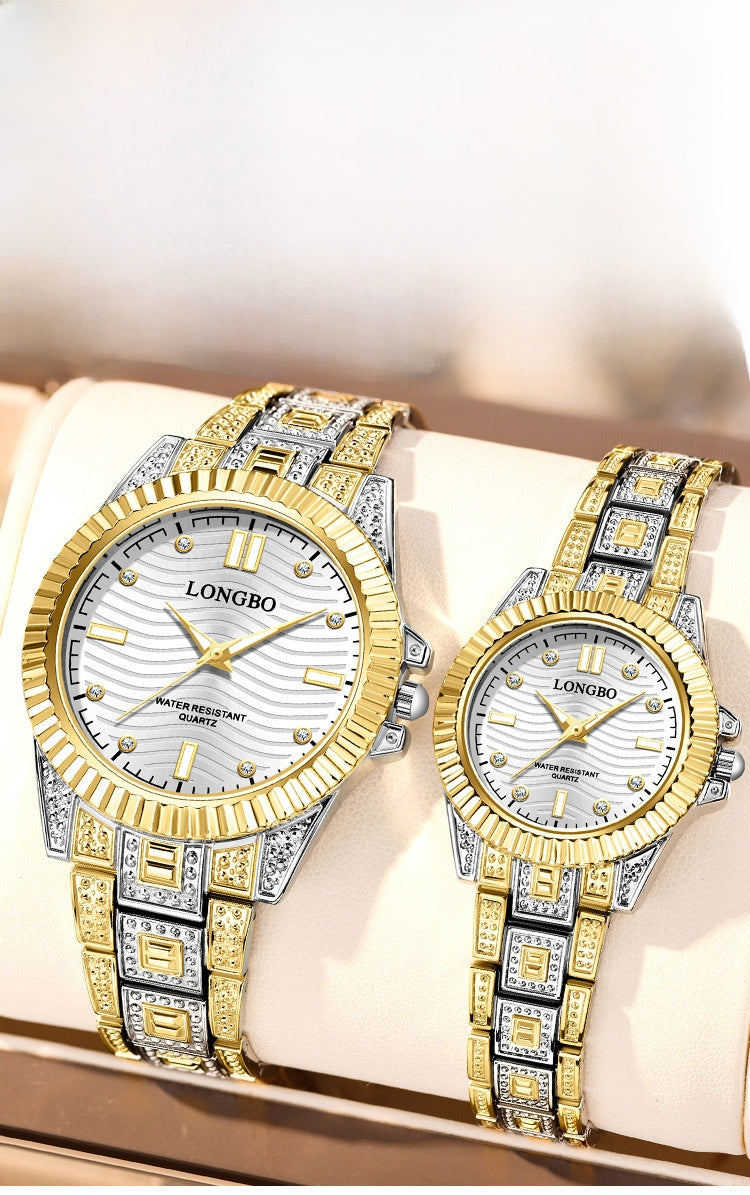 Unisex Quartz Watch With Stainless Steel Strap And Single Folding Buckle, Featuring Tempered Glass Mirror And Pointer Display