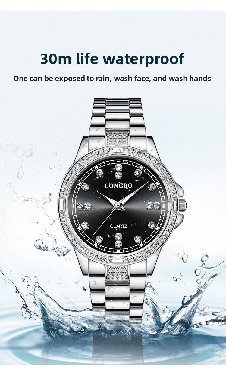 Unisex Quartz Watch With Stainless Steel Strap And Single Folding Buckle, Featuring Tempered Glass Mirror And Pointer Display