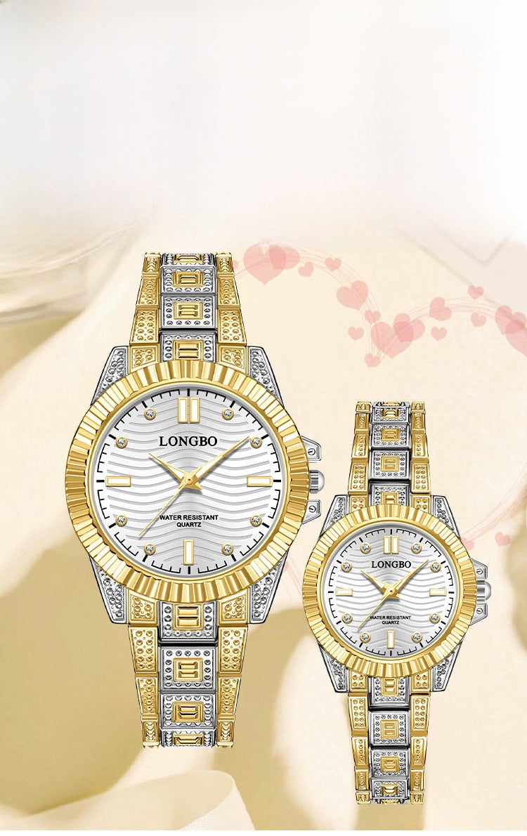 Unisex Quartz Watch With Stainless Steel Strap And Single Folding Buckle, Featuring Tempered Glass Mirror And Pointer Display