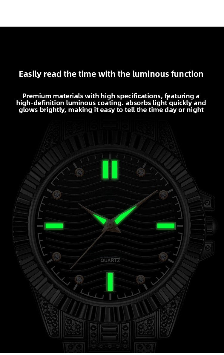 Unisex Quartz Watch With Stainless Steel Strap And Single Folding Buckle, Featuring Tempered Glass Mirror And Pointer Display