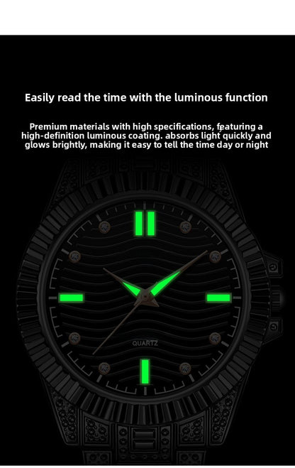 Unisex Quartz Watch With Stainless Steel Strap And Single Folding Buckle, Featuring Tempered Glass Mirror And Pointer Display
