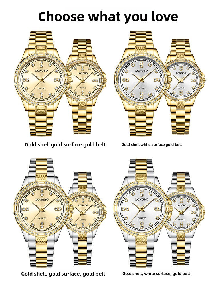 Unisex Quartz Watch With Stainless Steel Strap And Single Folding Buckle, Featuring Tempered Glass Mirror And Pointer Display