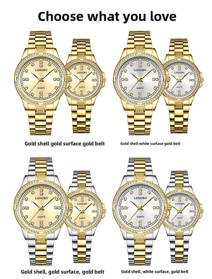 Unisex Quartz Watch With Stainless Steel Strap And Single Folding Buckle, Featuring Tempered Glass Mirror And Pointer Display