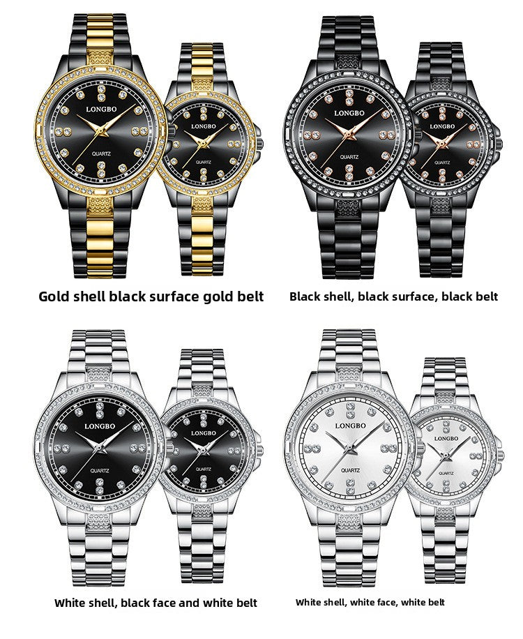 Unisex Quartz Watch With Stainless Steel Strap And Single Folding Buckle, Featuring Tempered Glass Mirror And Pointer Display