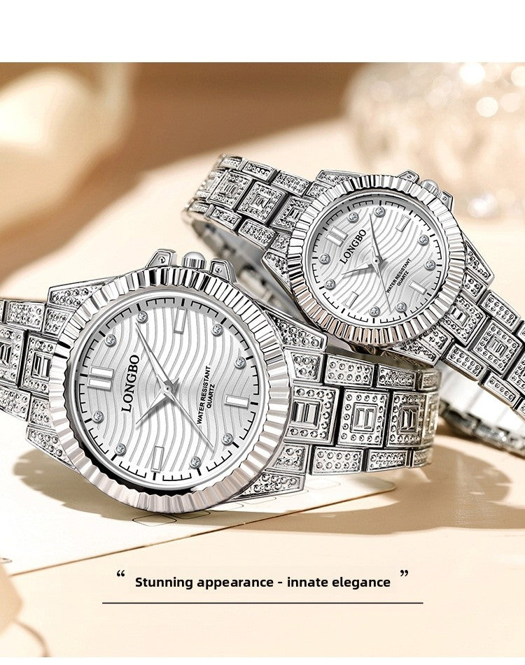 Unisex Quartz Watch With Stainless Steel Strap And Single Folding Buckle, Featuring Tempered Glass Mirror And Pointer Display
