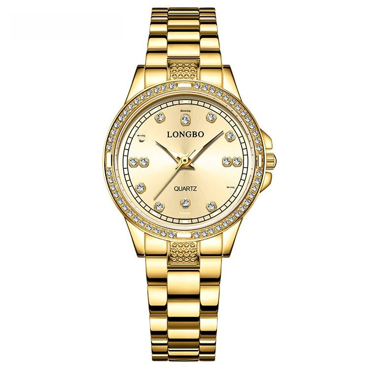 Unisex Quartz Watch With Stainless Steel Strap And Single Folding Buckle, Featuring Tempered Glass Mirror And Pointer Display