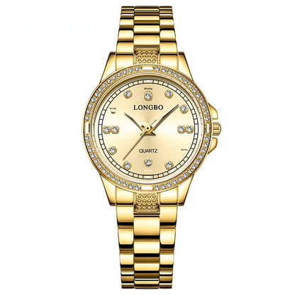Unisex Quartz Watch With Stainless Steel Strap And Single Folding Buckle, Featuring Tempered Glass Mirror And Pointer Display