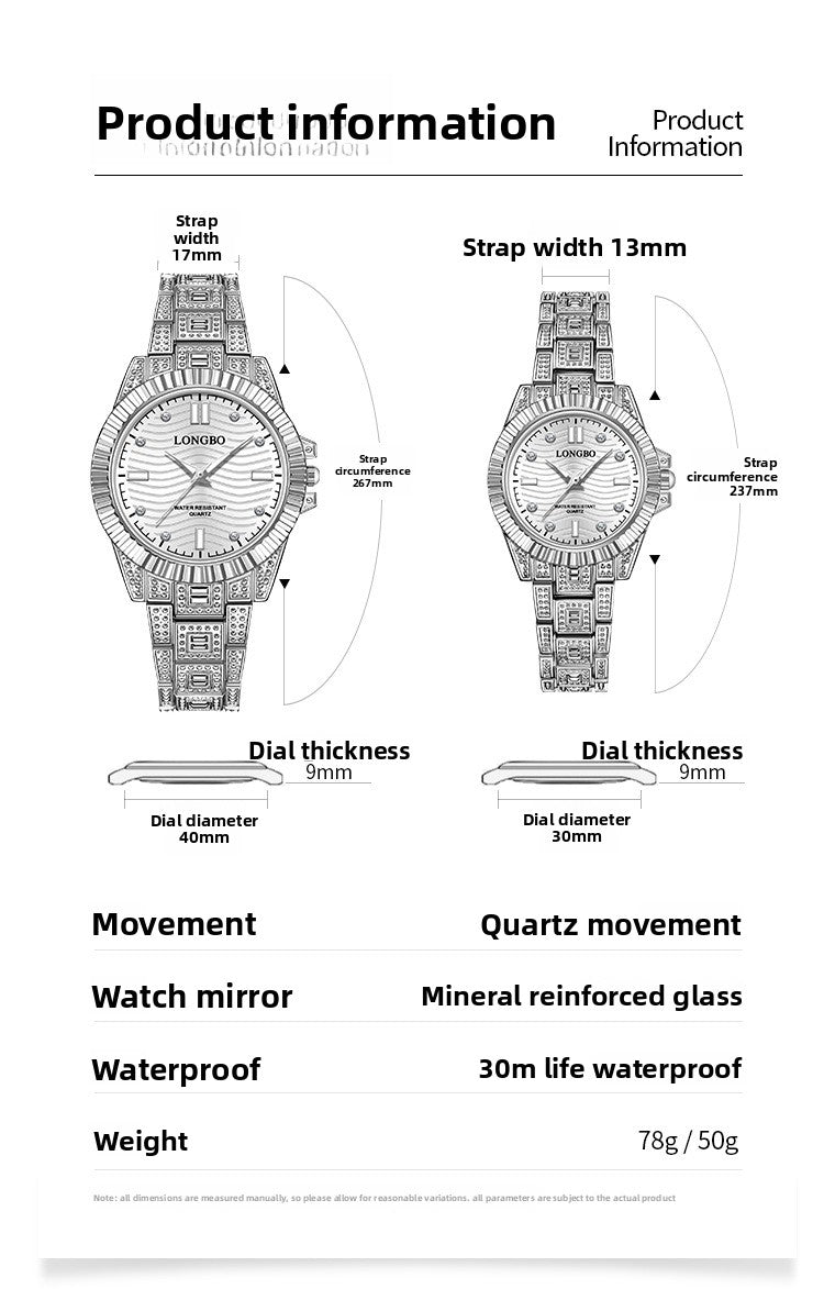 Unisex Quartz Watch With Stainless Steel Strap And Single Folding Buckle, Featuring Tempered Glass Mirror And Pointer Display