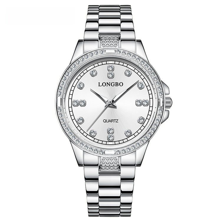 Unisex Quartz Watch With Stainless Steel Strap And Single Folding Buckle, Featuring Tempered Glass Mirror And Pointer Display
