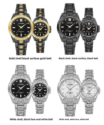 Unisex Quartz Watch With Stainless Steel Strap And Single Folding Buckle, Featuring Tempered Glass Mirror And Pointer Display