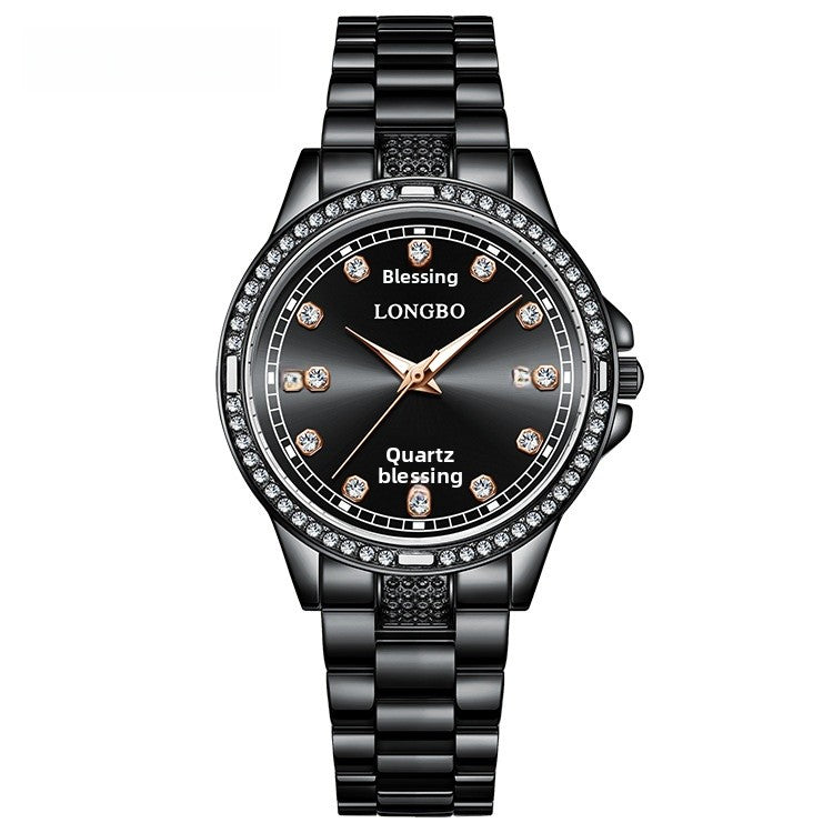 Unisex Quartz Watch With Stainless Steel Strap And Single Folding Buckle, Featuring Tempered Glass Mirror And Pointer Display