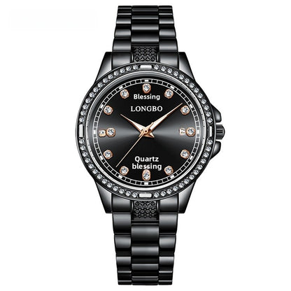 Unisex Quartz Watch With Stainless Steel Strap And Single Folding Buckle, Featuring Tempered Glass Mirror And Pointer Display