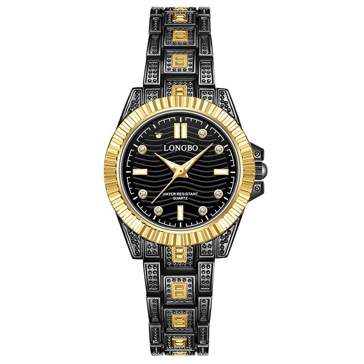 Unisex Quartz Watch With Stainless Steel Strap And Single Folding Buckle, Featuring Tempered Glass Mirror And Pointer Display