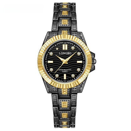 Unisex Quartz Watch With Stainless Steel Strap And Single Folding Buckle, Featuring Tempered Glass Mirror And Pointer Display