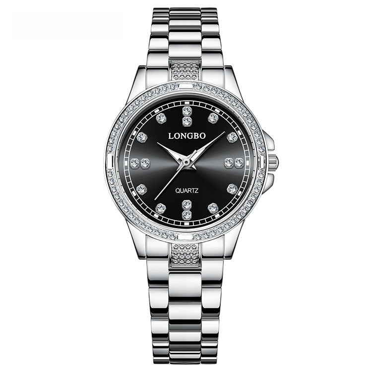 Unisex Quartz Watch With Stainless Steel Strap And Single Folding Buckle, Featuring Tempered Glass Mirror And Pointer Display