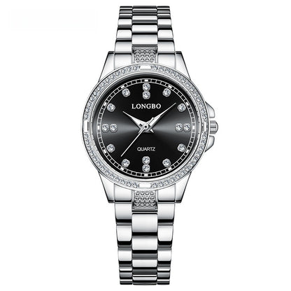 Unisex Quartz Watch With Stainless Steel Strap And Single Folding Buckle, Featuring Tempered Glass Mirror And Pointer Display