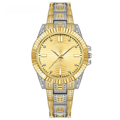 Unisex Quartz Watch With Stainless Steel Strap And Single Folding Buckle, Featuring Tempered Glass Mirror And Pointer Display
