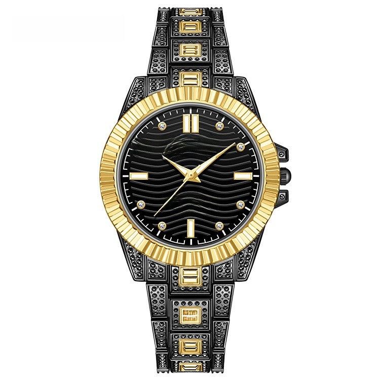 Unisex Quartz Watch With Stainless Steel Strap And Single Folding Buckle, Featuring Tempered Glass Mirror And Pointer Display