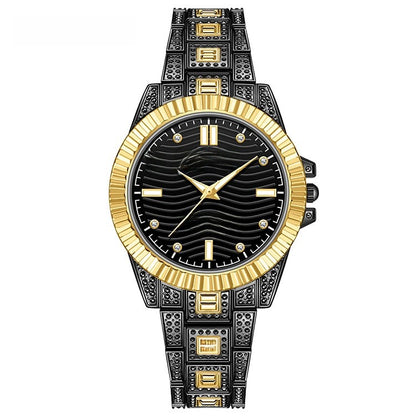 Unisex Quartz Watch With Stainless Steel Strap And Single Folding Buckle, Featuring Tempered Glass Mirror And Pointer Display
