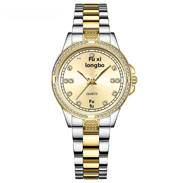 Unisex Quartz Watch With Stainless Steel Strap And Single Folding Buckle, Featuring Tempered Glass Mirror And Pointer Display