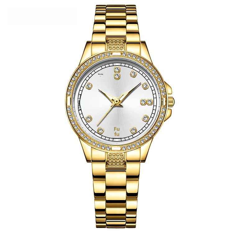 Unisex Quartz Watch With Stainless Steel Strap And Single Folding Buckle, Featuring Tempered Glass Mirror And Pointer Display