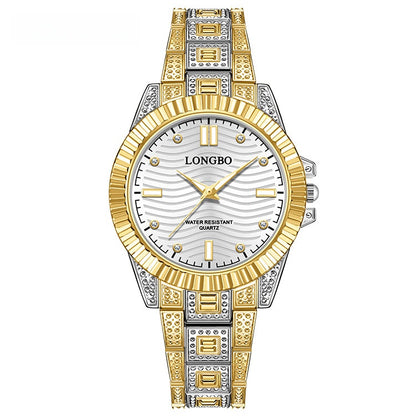 Unisex Quartz Watch With Stainless Steel Strap And Single Folding Buckle, Featuring Tempered Glass Mirror And Pointer Display
