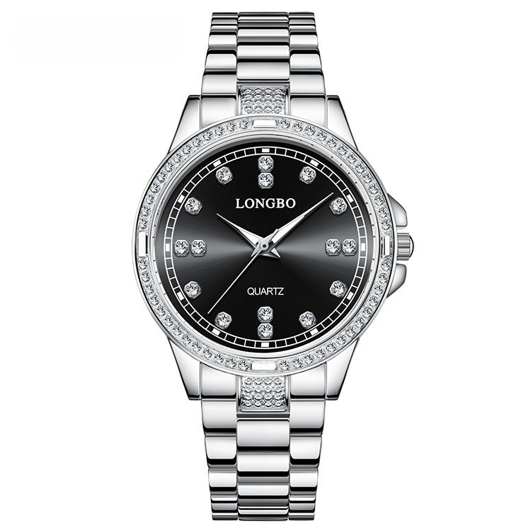 Unisex Quartz Watch With Stainless Steel Strap And Single Folding Buckle, Featuring Tempered Glass Mirror And Pointer Display