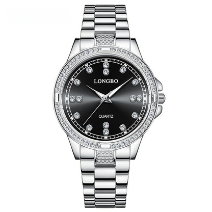 Unisex Quartz Watch With Stainless Steel Strap And Single Folding Buckle, Featuring Tempered Glass Mirror And Pointer Display