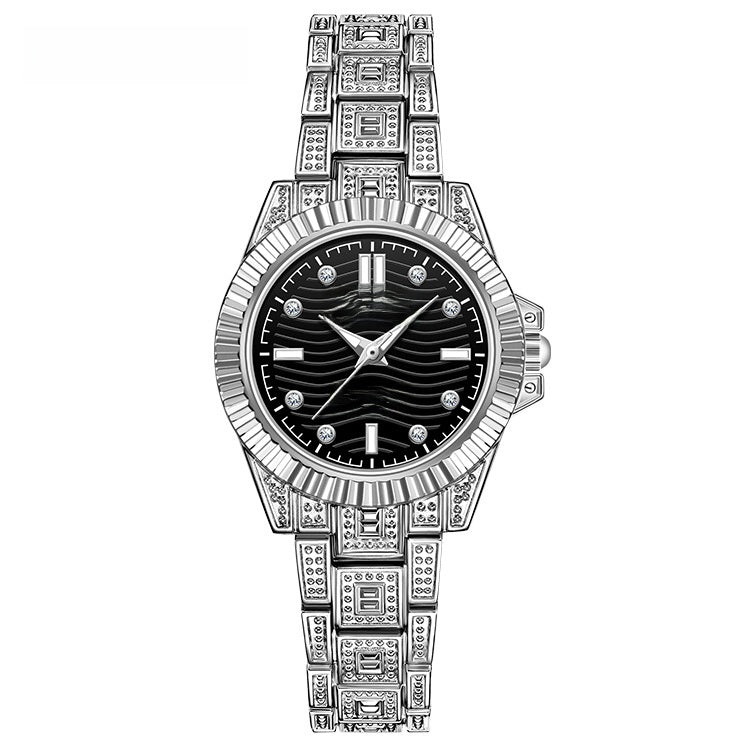 Unisex Quartz Watch With Stainless Steel Strap And Single Folding Buckle, Featuring Tempered Glass Mirror And Pointer Display