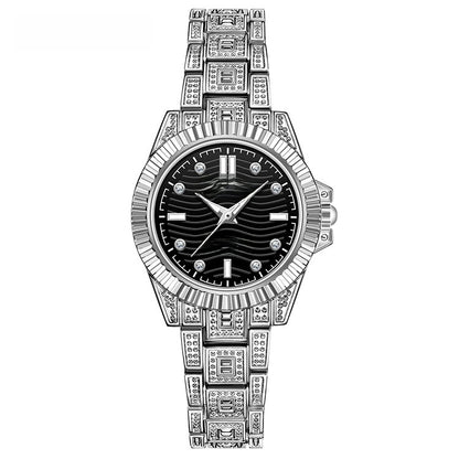 Unisex Quartz Watch With Stainless Steel Strap And Single Folding Buckle, Featuring Tempered Glass Mirror And Pointer Display