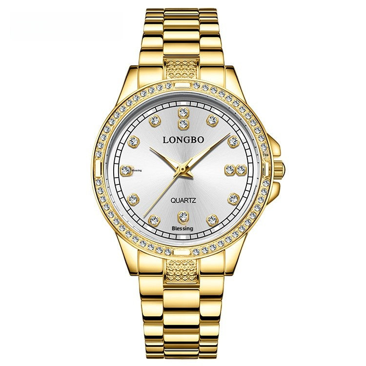 Unisex Quartz Watch With Stainless Steel Strap And Single Folding Buckle, Featuring Tempered Glass Mirror And Pointer Display