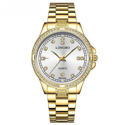 Unisex Quartz Watch With Stainless Steel Strap And Single Folding Buckle, Featuring Tempered Glass Mirror And Pointer Display