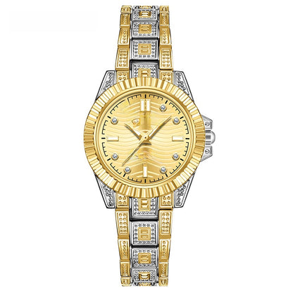 Unisex Quartz Watch With Stainless Steel Strap And Single Folding Buckle, Featuring Tempered Glass Mirror And Pointer Display