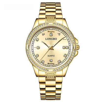 Unisex Quartz Watch With Stainless Steel Strap And Single Folding Buckle, Featuring Tempered Glass Mirror And Pointer Display