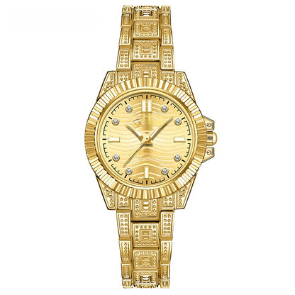 Unisex Quartz Watch With Stainless Steel Strap And Single Folding Buckle, Featuring Tempered Glass Mirror And Pointer Display