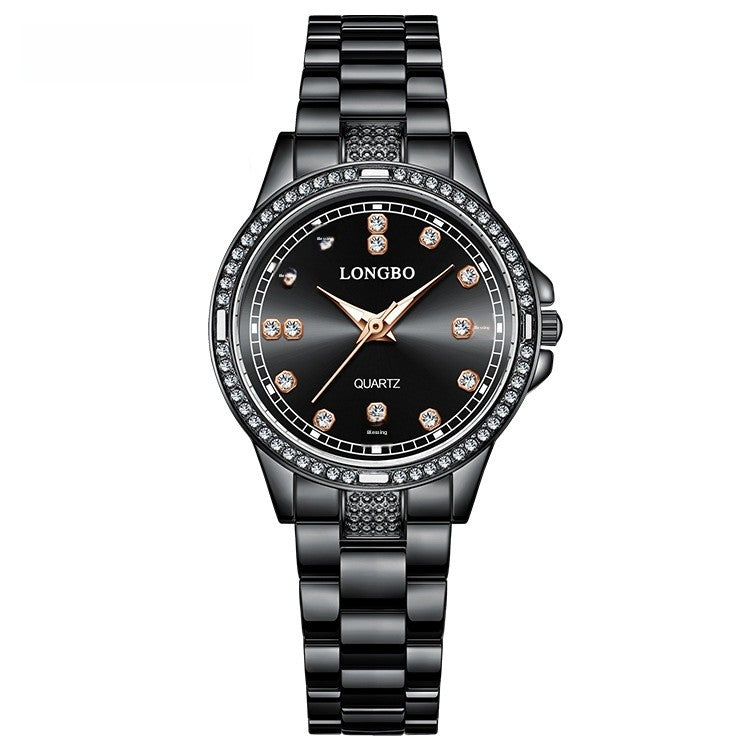 Unisex Quartz Watch With Stainless Steel Strap And Single Folding Buckle, Featuring Tempered Glass Mirror And Pointer Display